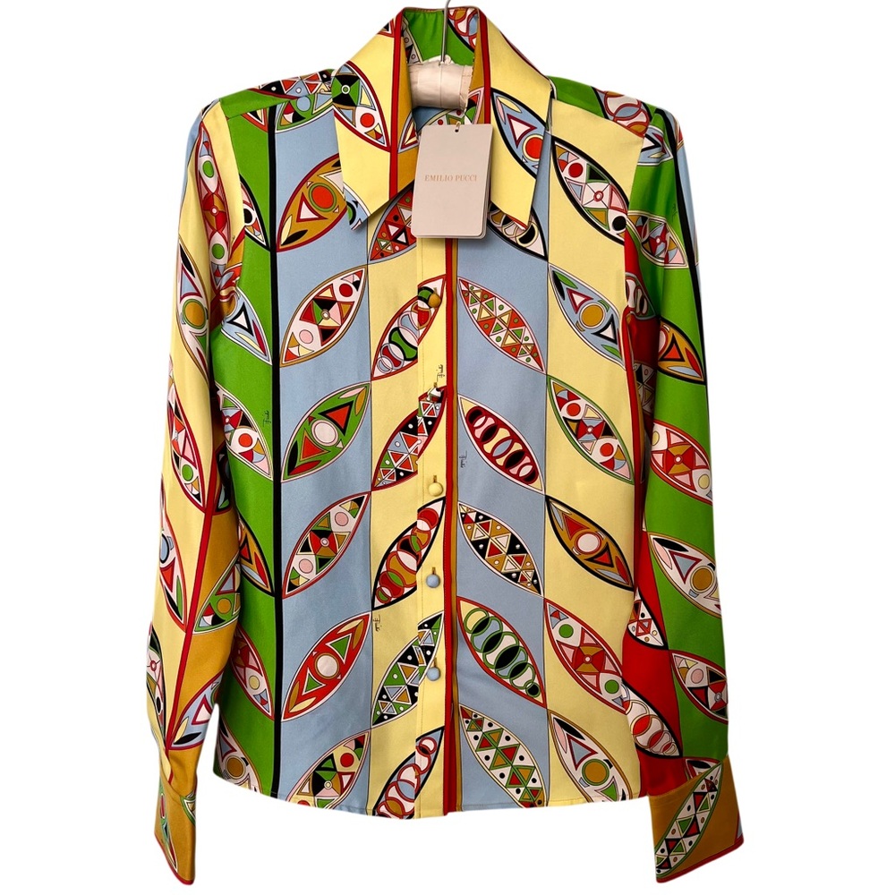 Emilio Pucci Girandole Silk Top, NWT, IT 38/US 2